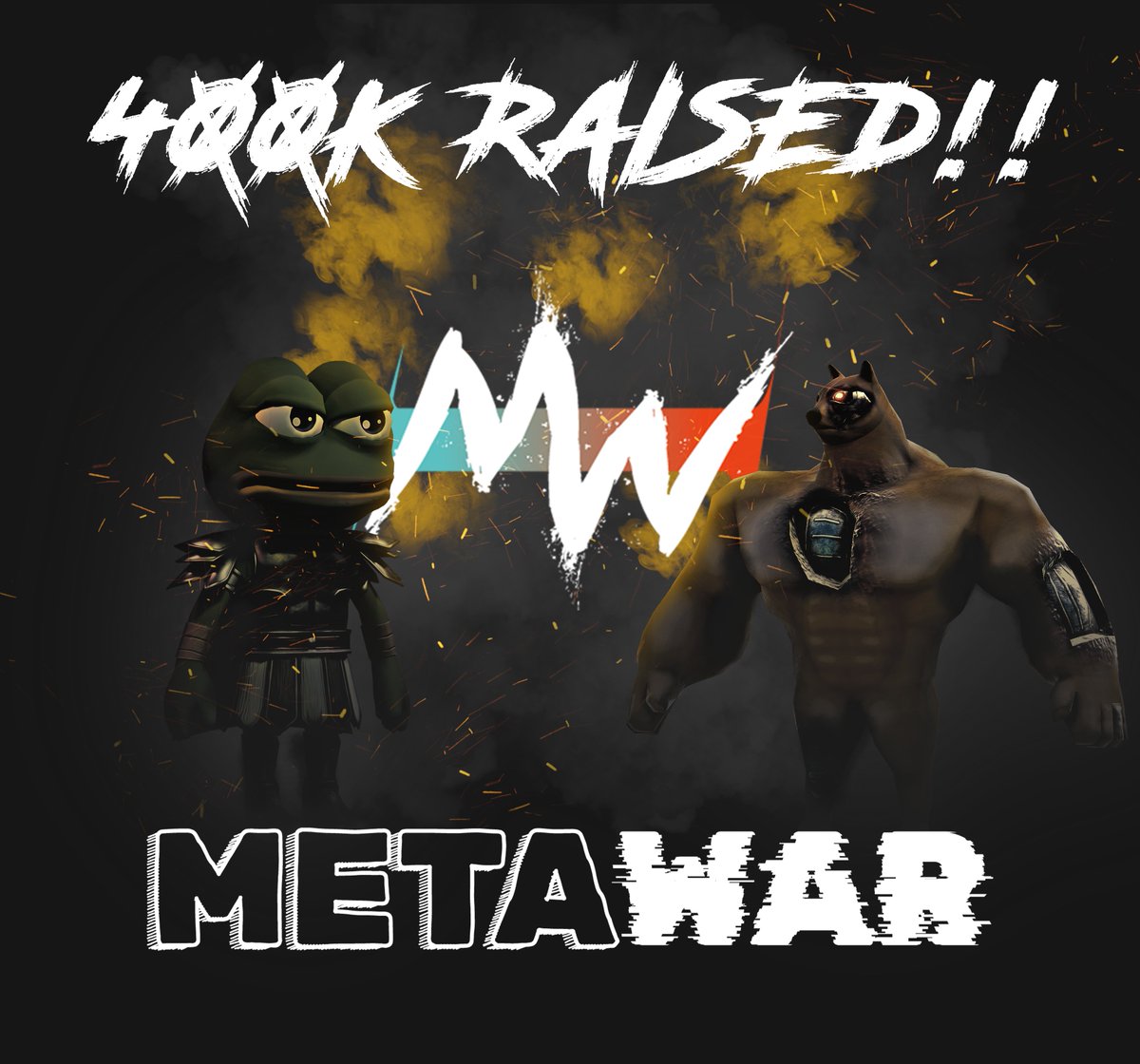 Mwar_Official's tweet photo. 🎉 $400,000 RAISED for MetaWar: PEPE vs DOGE! 🎉

Today we celebrate hitting $400K raised!

Big thanks to our incredible community and investors for your support and trust.

We're just getting started—onward to our $3M goal!

The real MetaWar begins now.

#MetaWar #PEPEvsDOGE #pepe #DOGE