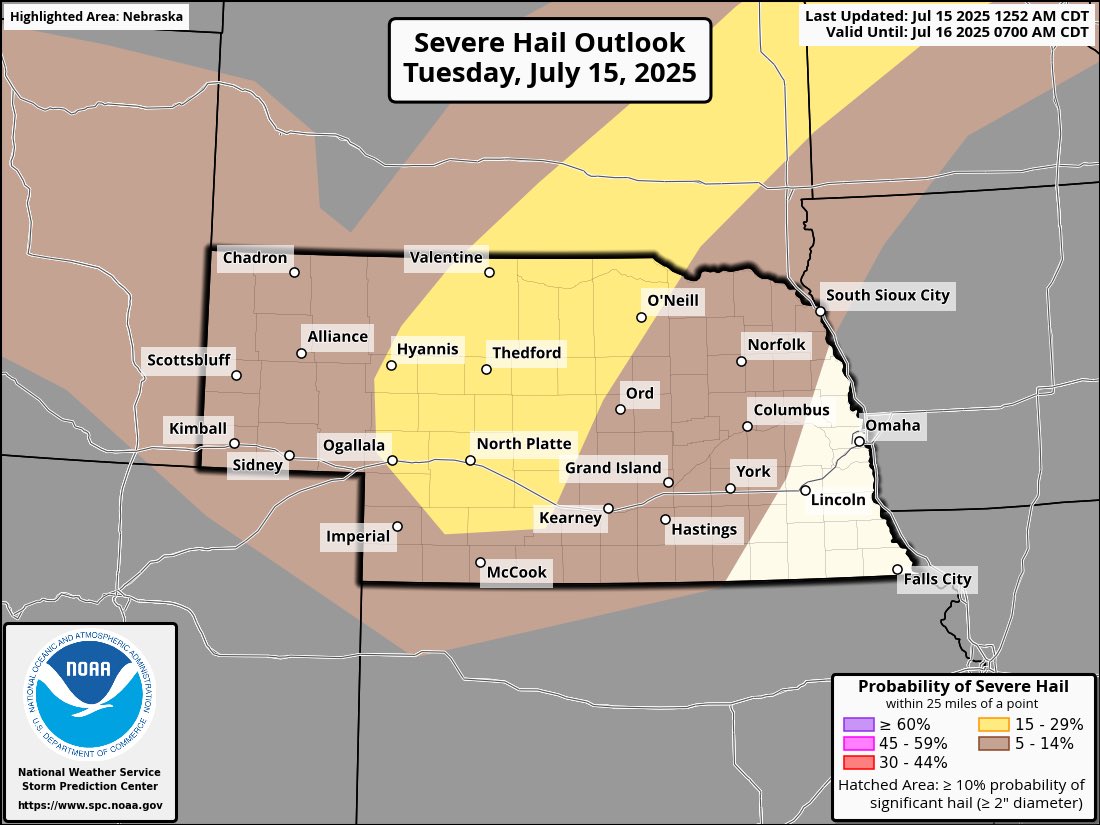 Enhanced Risk of severe storms across parts of Nebraska today.

This risk is driven by the potential for significant damaging winds. Large hail and a tornado or two will be possible as well.