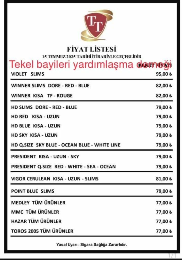 TT sigara grubuna 10 TL zam geldi.