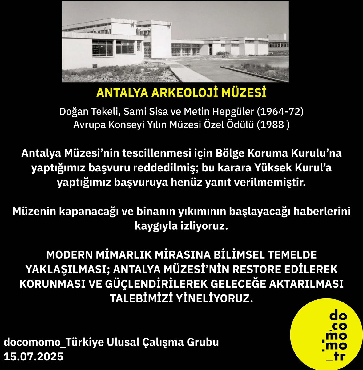 DocomomoTr's tweet image. #antalyamuzesiyikilamaz #antalyamuzesiyikilmasin @muzecalisma