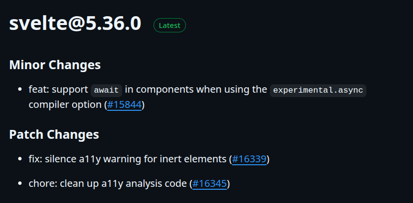 joyofcodedev's tweet image. Async Svelte PR merged and you can try it under an experimental flag. Now I'm definitely making an updated Svelte video! โค๏ธ
