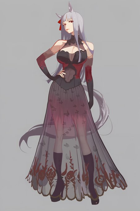 ゴールドシップにおしゃれなドレスを着せてというご依頼の絵 モデルにしたドレス透けてなかったんだけどスケスケにしたくて足を見せてみた