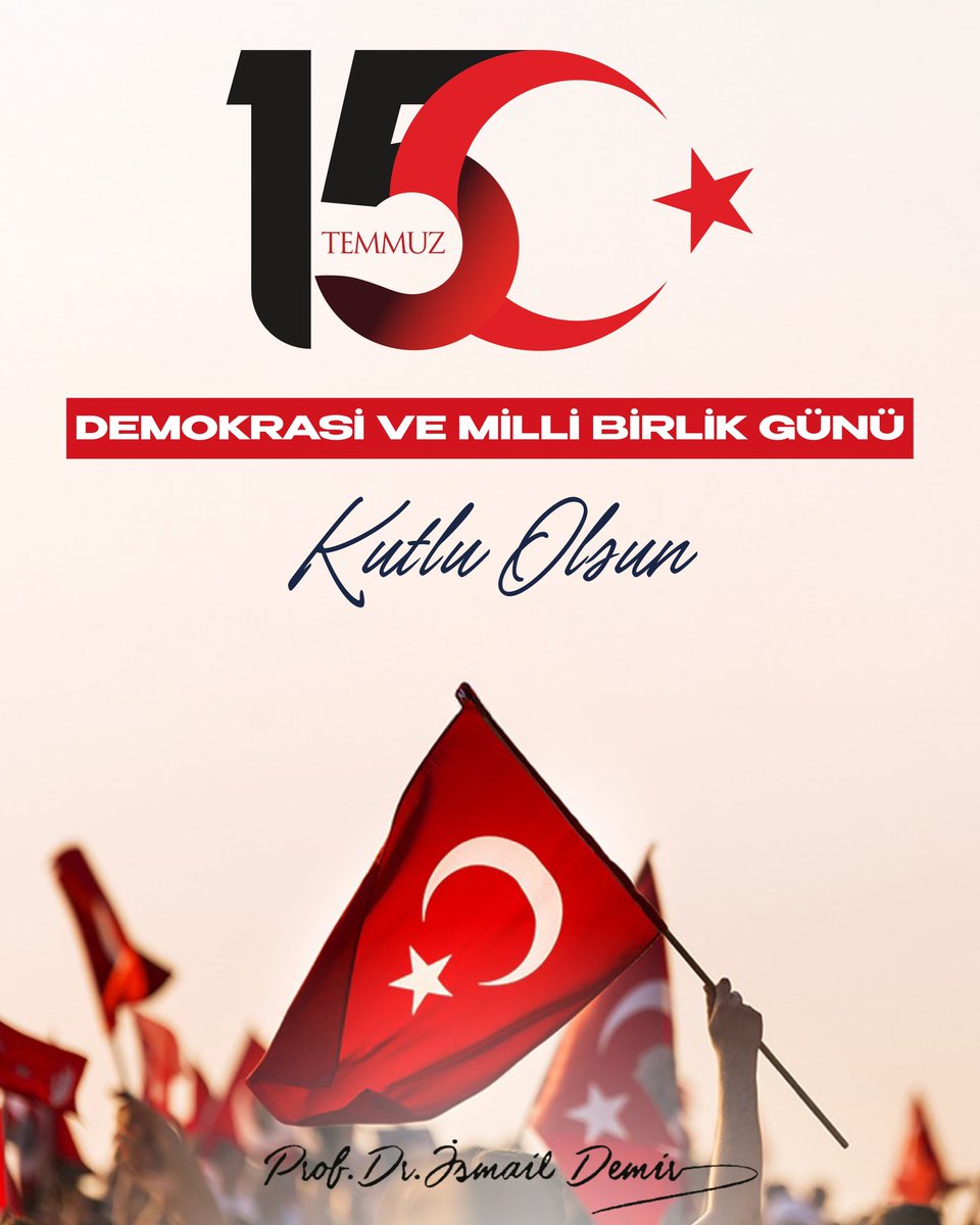 15 Temmuz, milletimizin demokrasi ve bağımsızlık kararlılığının simgesidir. 🇹🇷

Vatanımızın bağımsızlığı ve milletimizin iradesi uğruna canlarını feda eden aziz şehitlerimizi rahmetle, kahraman gazilerimizi minnetle anıyorum.

#15TemmuzDemokrasiveMilliBirlikGünü