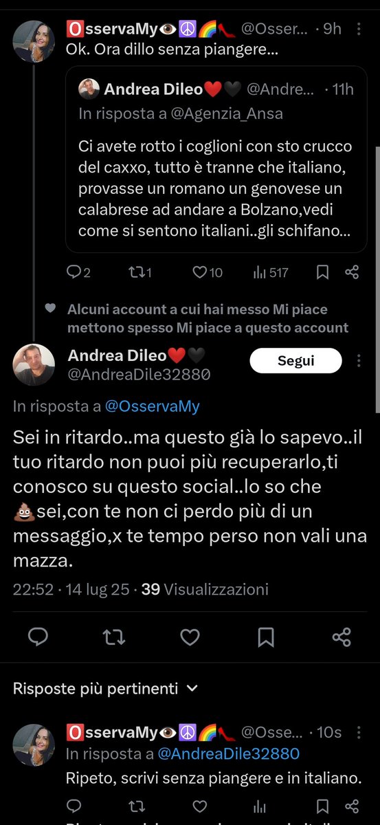 Mi conosce "su questo social".
Lo sa che sono una ritardata e una merda". 😂
Occhei Andrea, metterò il tuo "giudizio" e i tuoi post nel cesso, insieme  agli altri.
Comunque continua così, stai facendo un bel social 😂