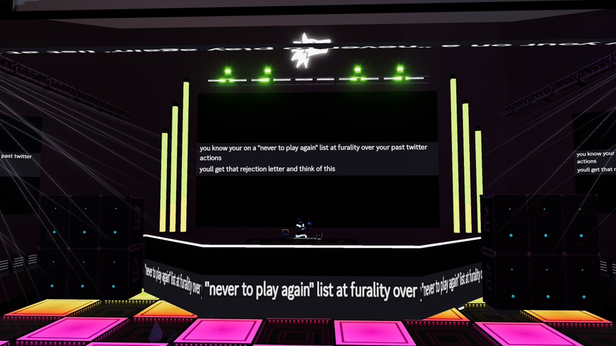 WolfSpitfire's tweet image. Incapable of crashing out and letting myself loose on stage at @DarkClubVRC. Think this might be my new favorite club to perform for. Until next time :D
