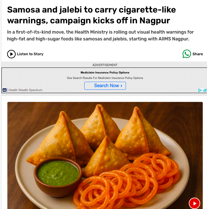 nehadixit123's tweet image. Do samosas and jalebis pose a bigger health risk than Coke products, McDonalds and packaged junk sold by big corporates?