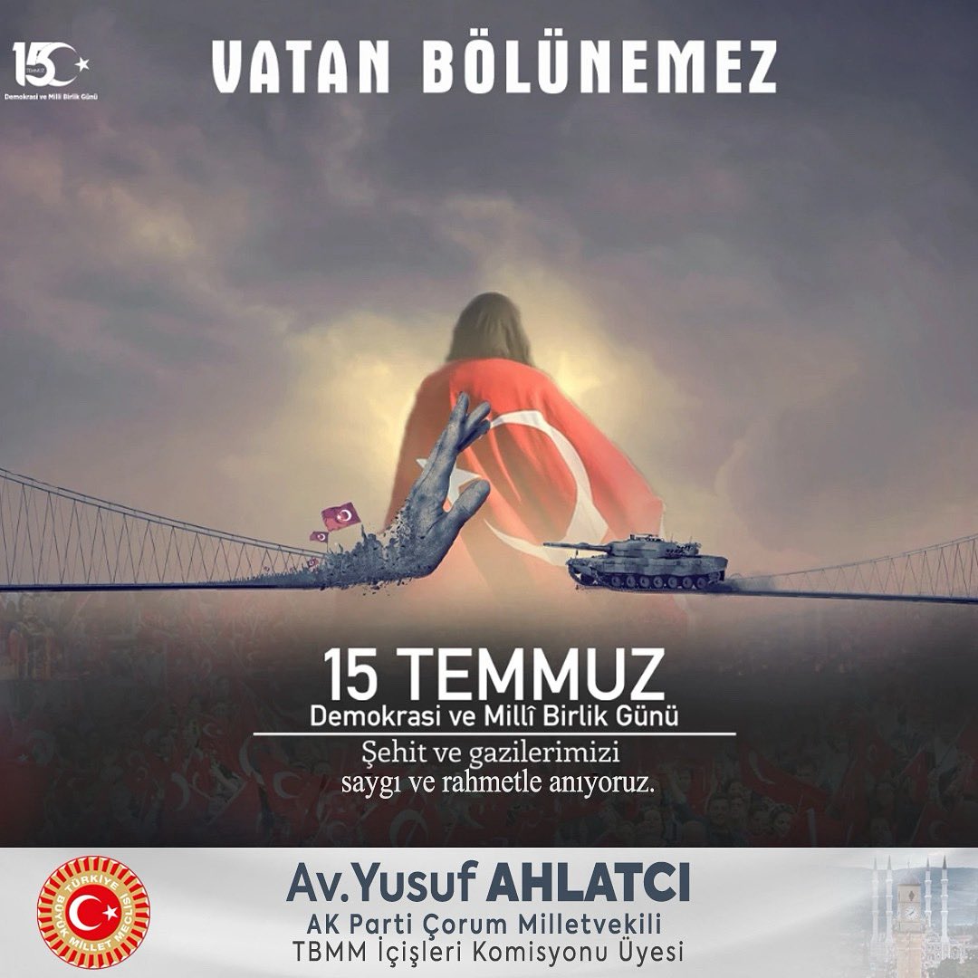 15 TEMMUZ | DİRENEN MİLLETİN ZAFERİ 🇹🇷

O gece gökyüzü karanlıktı ama milletin yüreği aydınlıktı… Bir avuç hainin karşısına, imanla direnen milyonlar çıktı.

Tarihler, bu aziz milletin tanklara, tüfeklere nasıl diz çöktürmediğini yazdı. 15 Temmuz; ihanete karşı direnişin,