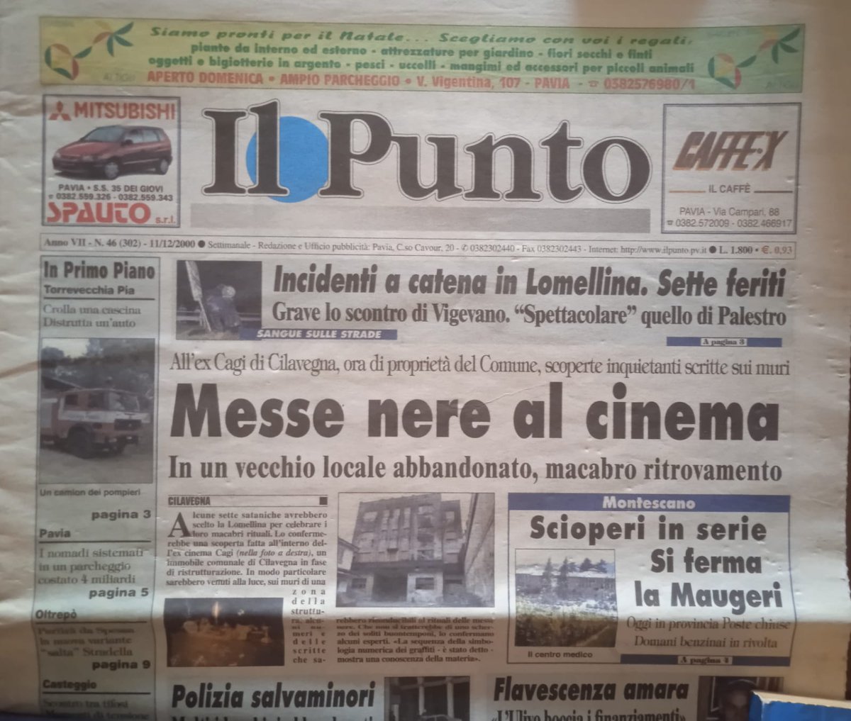 rinaldober4501's tweet image. 2000, dicembre. A Cilavegna (pochi km da Vigevano), fanno la loro comparsa tracce di messe nere in un cinema abbandonato. Il periodo è di massima esasperazione per un fenomeno che non si placherà