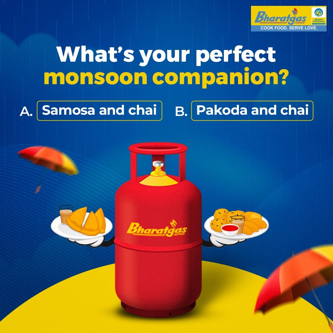 Bharat Petroleum LPG (@bpcllpg) on Twitter photo Monsoon cravings are real.
Piping hot samosas or crispy pakodas, what's your go-to rainy day snack?
<a href="/BPCLimited/">Bharat Petroleum</a> <a href="/DirectorM_BPCL/">Director(Marketing), BPCL</a> <a href="/cmdbpcl/">CMD BPCL</a> <a href="/PetroleumMin/">Ministry of Petroleum and Natural Gas #MoPNG</a> <a href="/BPCLMakLubes/">BPCL MAK Lubes</a> <a href="/BPCLRetail1/">BPCL_Retail</a>
#Bharatgas #LPG #Monsoon Monsoon cravings are real.
Piping hot samosas or crispy pakodas, what's your go-to rainy day snack?
<a href="/BPCLimited/">Bharat Petroleum</a> <a href="/DirectorM_BPCL/">Director(Marketing), BPCL</a> <a href="/cmdbpcl/">CMD BPCL</a> <a href="/PetroleumMin/">Ministry of Petroleum and Natural Gas #MoPNG</a> <a href="/BPCLMakLubes/">BPCL MAK Lubes</a> <a href="/BPCLRetail1/">BPCL_Retail</a>
#Bharatgas #LPG #Monsoon