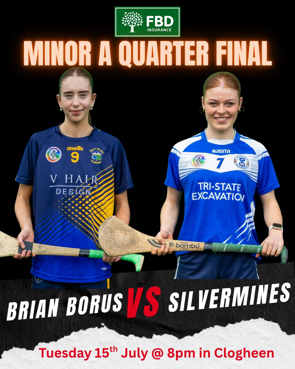 🔥 It’s knock-out time in the FBD Insurance Minor Championship!
First up — the Minor A Quarter-Final tonight at 8pm in Clogheen as Brian Borus take on Silvermines.

Don’t miss it! 🔥