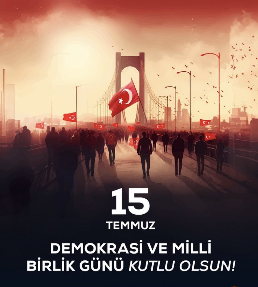 Aziz milletimizin demokrasimize, bağımsızlığımıza canı pahasına sahip çıktığı
bu direniş, tarihe altın harflerle yazılmıştır.
15 Temmuz Demokrasi ve Millî Birlik Günü’nde; şehitlerimizi rahmetle anıyor, gazilerimize şükranlarımızı sunuyorum.
🇹🇷🇹🇷🇹🇷