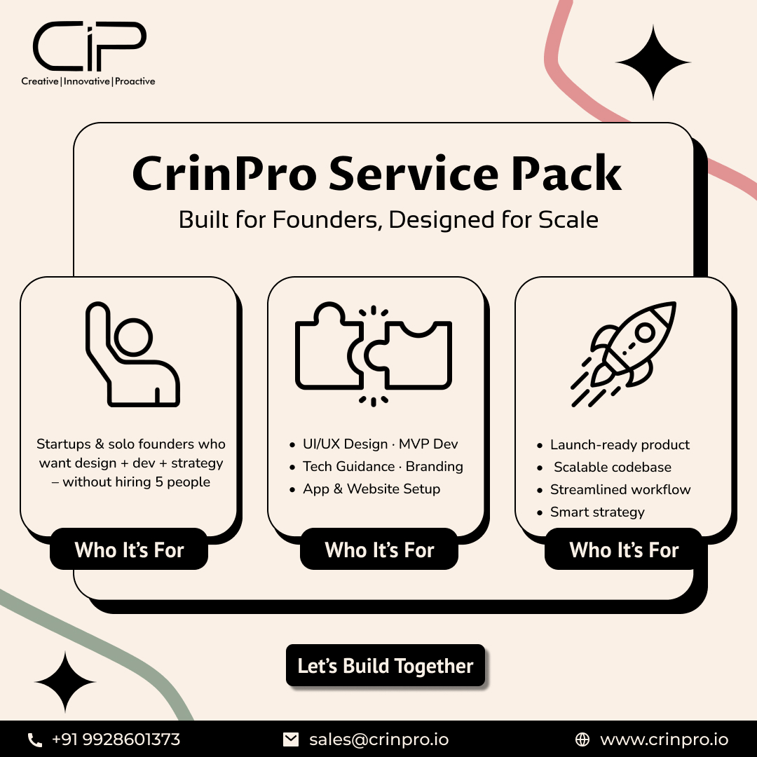 CrinProSolution's tweet image. CrinPro Service Pack = Speed, Structure &amp;amp; Support
For :-
✅ Startups
✅ SaaS builders
✅ Agencies
We offer:
⚙️ MVPs, Dashboards, AI tools, CRMs
🤝 Weekly check-ins, clean code, clear pricing
DM “Service Pack” to get full details!
#CrinPro #StartupSupport #CRMDev #CSMDev #AIDev