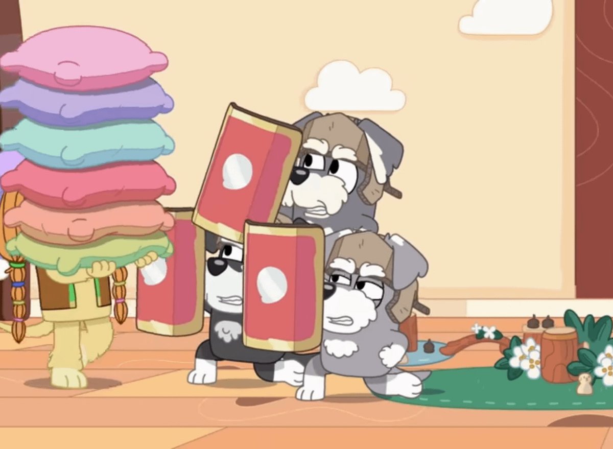 comradeflynn's tweet image. The difference in quality between Bluey and literally any other recently produced children’s media is unbelievable. Why are most kids shows so bad?
The terrier side characters who actually call out historical battle formations is one of a thousand little attention to details…