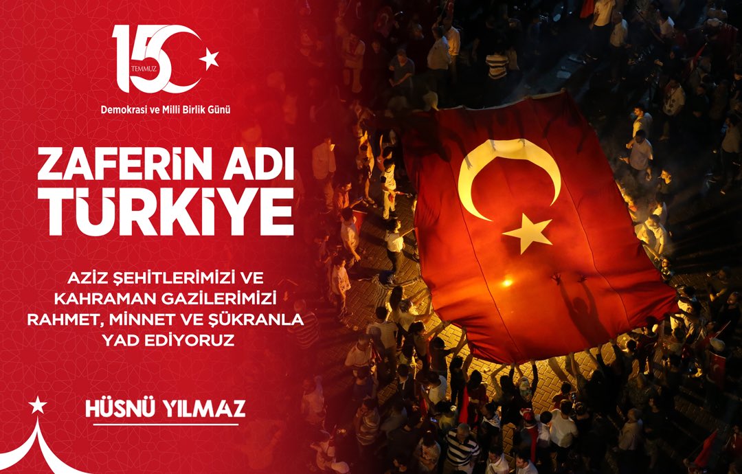 #15Temmuz hain darbe girişiminin 9. yıl dönümünde; devletine, milletine, istiklâline, iradesine sahip çıkarken şehit düşen kahramanlarımıza Allah’tan rahmet diliyor, gazilikle şereflenen, darbecilere geçit vermeyen tüm kardeşlerime şükranlarımı sunuyorum.🇹🇷