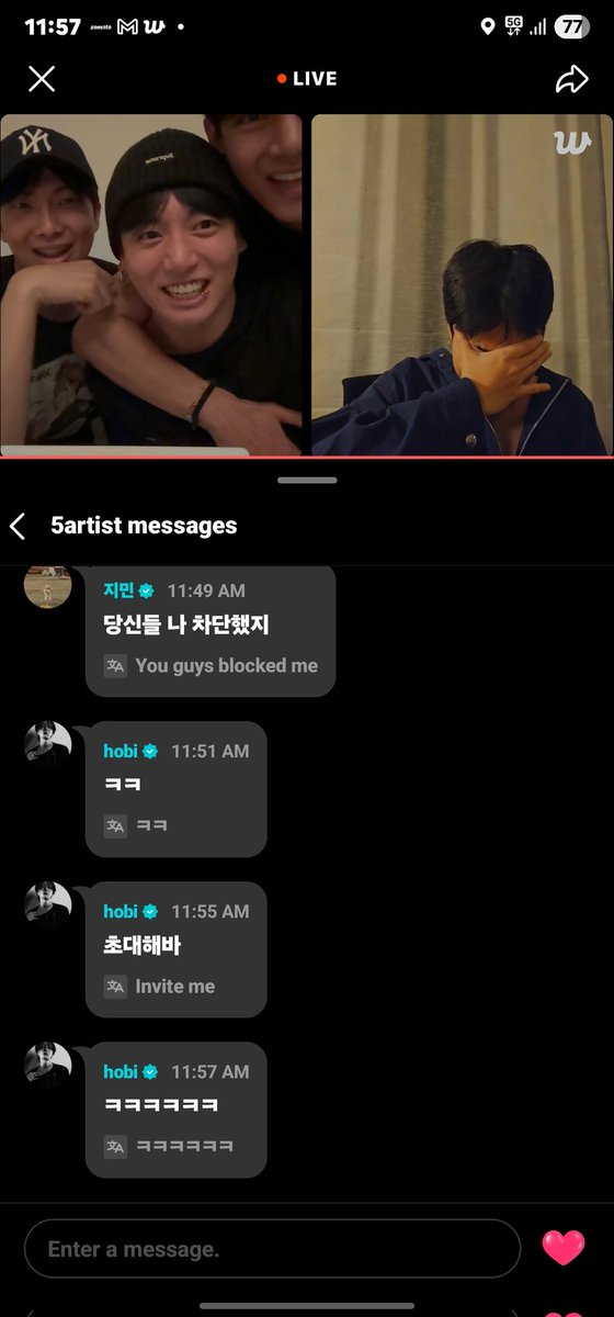 bangtanxlyff's tweet photo. Omg this is so cute. Not them trying this feature and hobi saying invite me >_< https://t.co/qDD7PMlCQV