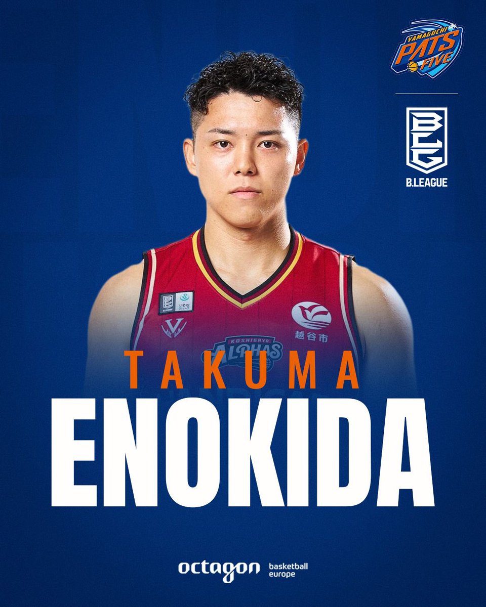 ChidiacOCT's tweet image. Takume Enokida @takubasuke36 will be Joining the @yamaguchipats for the 2025-26 Season. #bleague #Bリーグ #octagonfamily