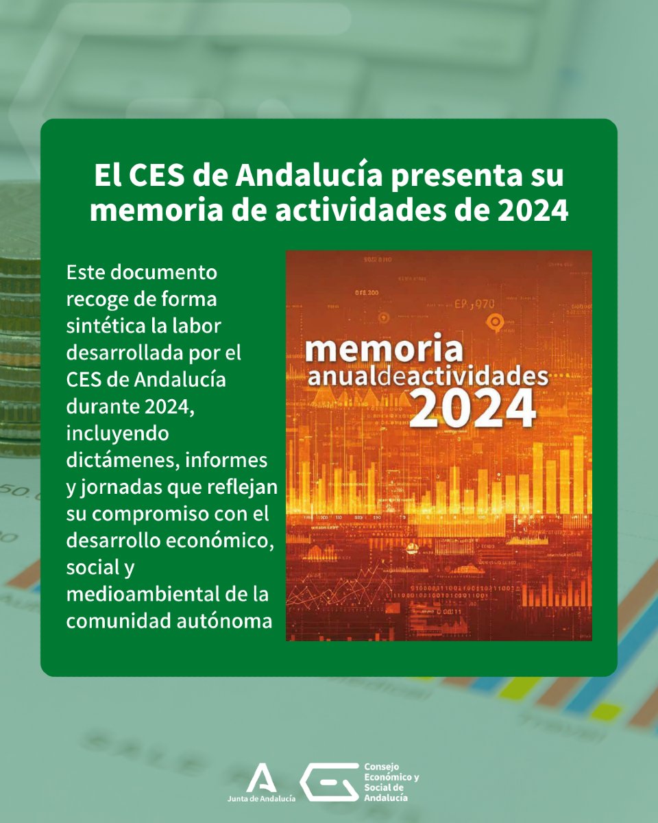 🗂️ ¿Quieres conocer qué ha hecho el #CES este año?

ℹ️ Consulta nuestra memoria de actividades 2024 y descubre nuestro papel como órgano consultivo del Gobierno andaluz.

🔗 Puedes ver más sobre este en juntadeandalucia.es/organismos/ces…