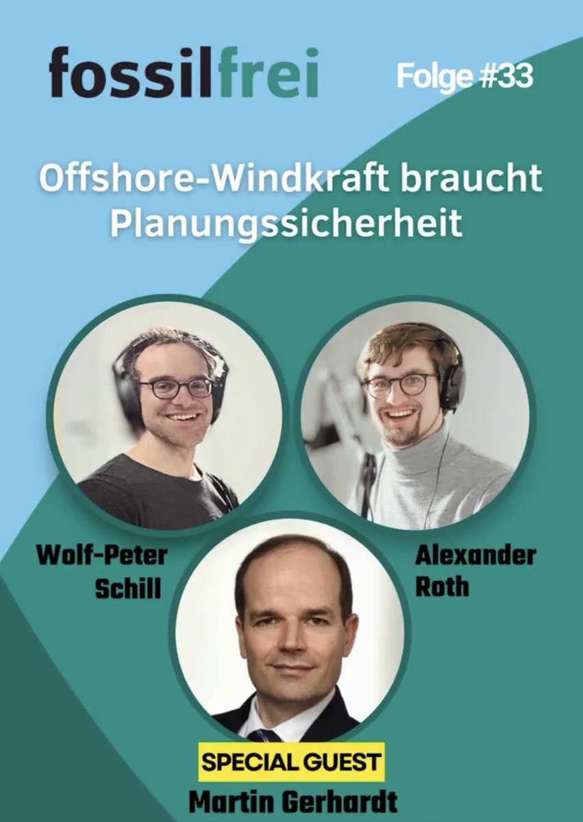 Martin Gerhardt (@mvgerhardt) on Twitter photo Die neueste Folge des Podcast 🎙️ #fossilfrei wurde soeben veröffentlicht !
Diesmal dreht sich alles um #Offshore-Windkraft 🌊.
In dieser Episode diskutiere ich mit Wolf-Peter Schill & Alexander Roth vom <a href="/DIW_Berlin/">DIW Berlin</a> (Deutsches Institut für Wirtschaftsforschung).
Hört mal rein! Die neueste Folge des Podcast 🎙️ #fossilfrei wurde soeben veröffentlicht !
Diesmal dreht sich alles um #Offshore-Windkraft 🌊.
In dieser Episode diskutiere ich mit Wolf-Peter Schill & Alexander Roth vom <a href="/DIW_Berlin/">DIW Berlin</a> (Deutsches Institut für Wirtschaftsforschung).
Hört mal rein!