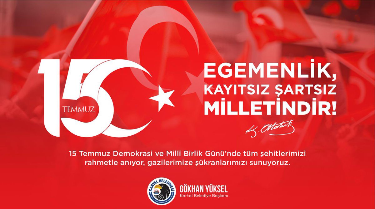 Egemenlik, Kayıtsız Şartsız Milletindir!

15 Temmuz Demokrasi ve Milli Birlik Günü’nde tüm şehitlerimizi rahmetle anıyor, gazilerimize şükranlarımızı sunuyoruz.
