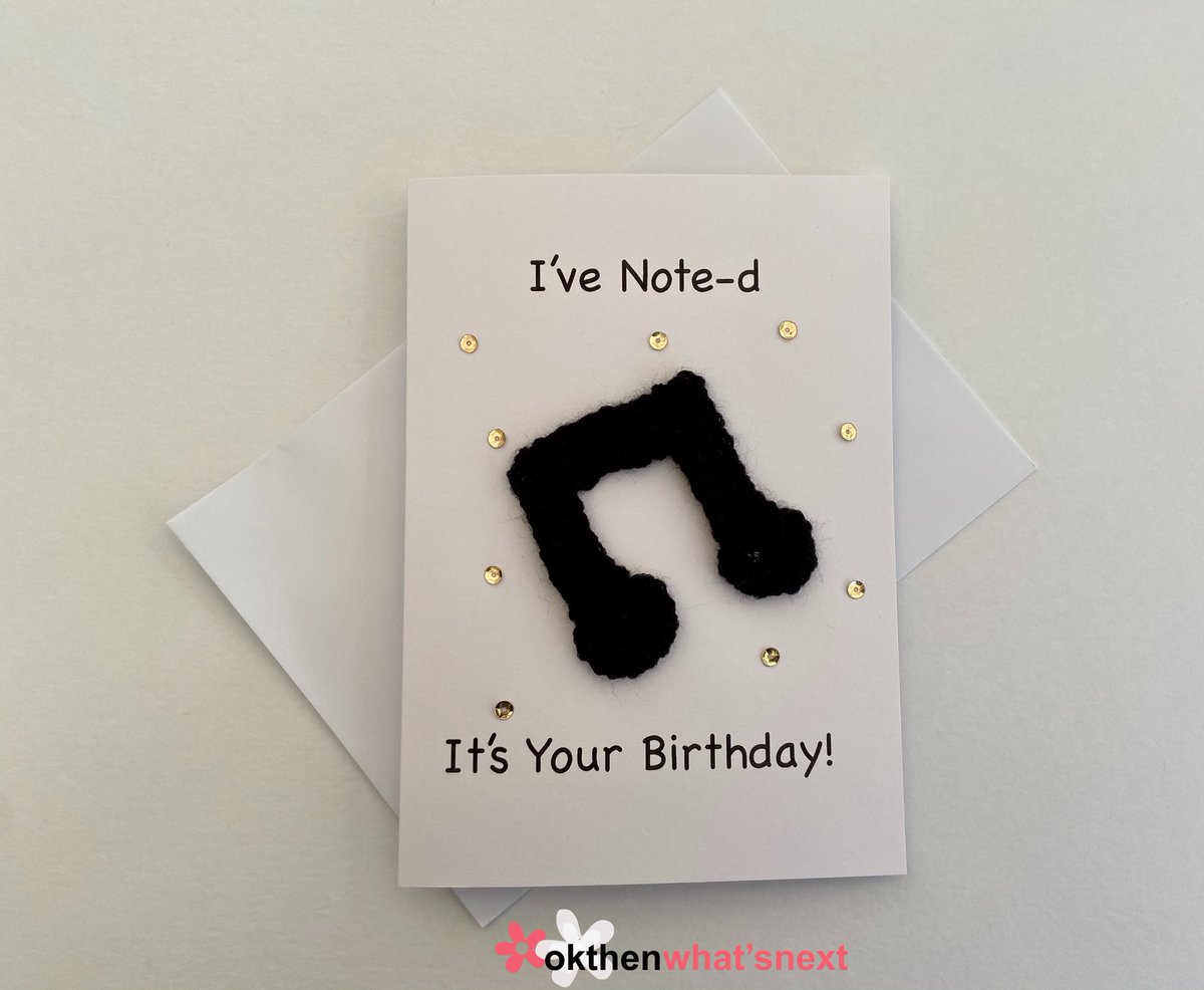 🎵back in stock🎵 in my #etsy shop. A puntastic birthday card for all the musicians out there 
-
available in my Etsy shop 

okthenwhatsnextcraft.etsy.com

#earlybiz   #elevenseshour #crochet