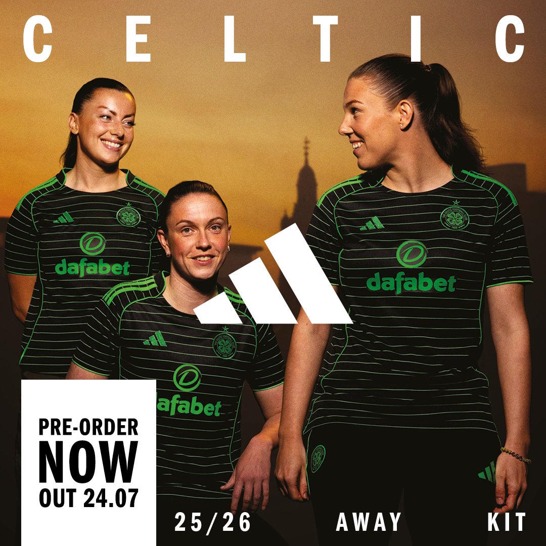 Inspired by iconic 90s kits, the new 2025/26 Celtic Away Kit ⚫️🟢

Pre-order yours now ⤵️
tinyurl.com/y3kxkuff