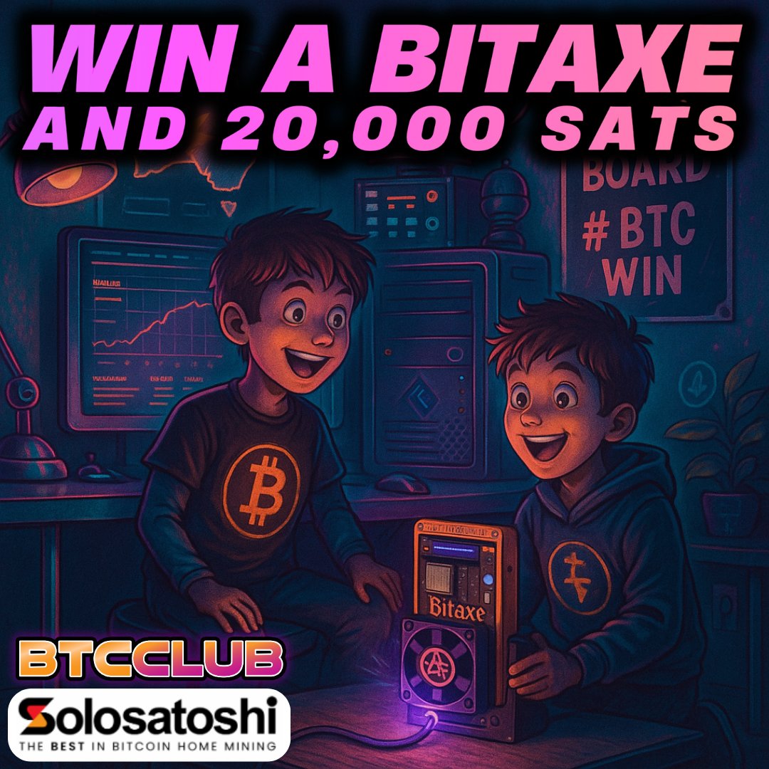 BTCCLUB (@ausbtcclub) on Twitter photo ⛏️⛏️To celebrate Bitcoin home mining! ⛏️⛏️
😍 The new AUSOLO CKpool!
😍 The new BTCCLUB newsletter!
😍 The new Bitaxe Gamma with Dark Horse Fan!
We are giving away a Bitaxe Gamma Dark Horse & 20,000 SATS to an Aussie thanks to <a href="/SoloSatoshi/">Solosatoshi.com 🇺🇲</a> and BTCCLUB, over $330 aud of goodies! ⛏️⛏️To celebrate Bitcoin home mining! ⛏️⛏️
😍 The new AUSOLO CKpool!
😍 The new BTCCLUB newsletter!
😍 The new Bitaxe Gamma with Dark Horse Fan!
We are giving away a Bitaxe Gamma Dark Horse & 20,000 SATS to an Aussie thanks to <a href="/SoloSatoshi/">Solosatoshi.com 🇺🇲</a> and BTCCLUB, over $330 aud of goodies!