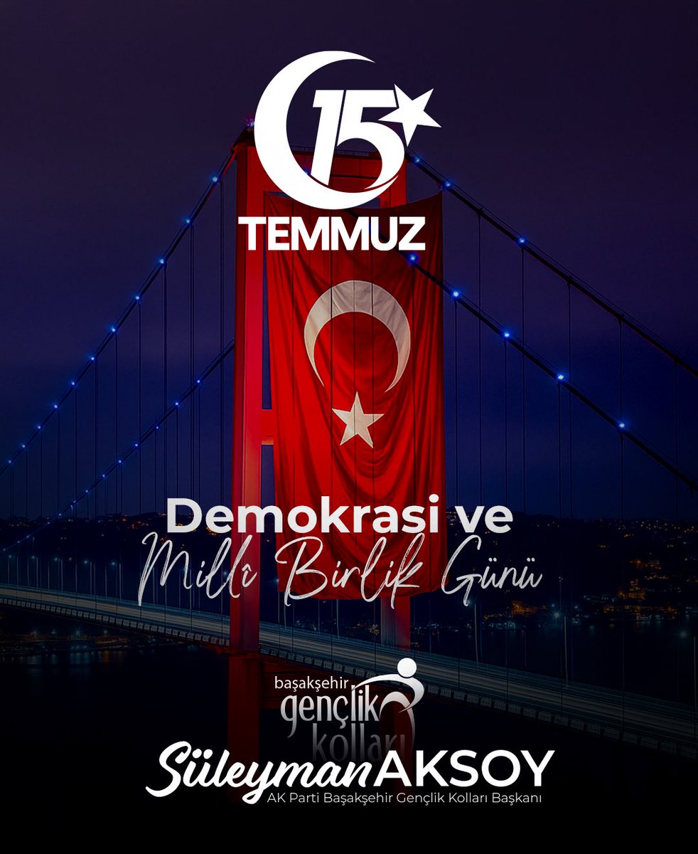 15 Temmuz, asil milletimizin zillete boyun eğmeyeceğini tüm dünyaya gösterdiği gündür.
Cumhurbaşkanımız Recep Tayyip Erdoğan’ın liderliğinde kazanılan bu zafer, birliğimizin ve kararlılığımızın simgesidir.

Bu şanlı direnişin 9. yılında, şehitlerimizi rahmetle, gazilerimizi