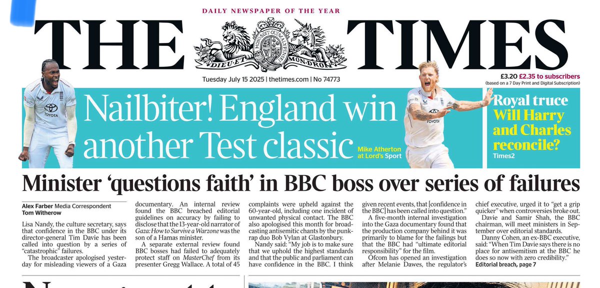 I’m growing less and less patient with Lisa Nandy and editors who seem quite happy - for their own commercial reasons - to let politicians swan around as if THEY run the BBC. They do not. Tanks and lawns spring to mind.