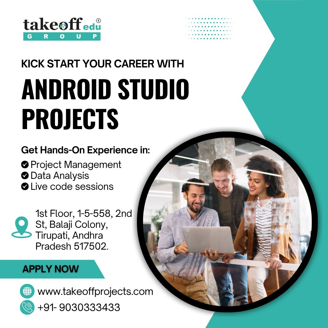 TakeoffP23314's tweet image. At Takeoff Edu Group, it is ensured that both students and beginners get to translate coding knowledge into real-world experience through actual Android Studio projects.
#takeoffprojects #eceprojects #besteceprojects #androidstudioprojects #edugroup #takeoffedu #btechstudents