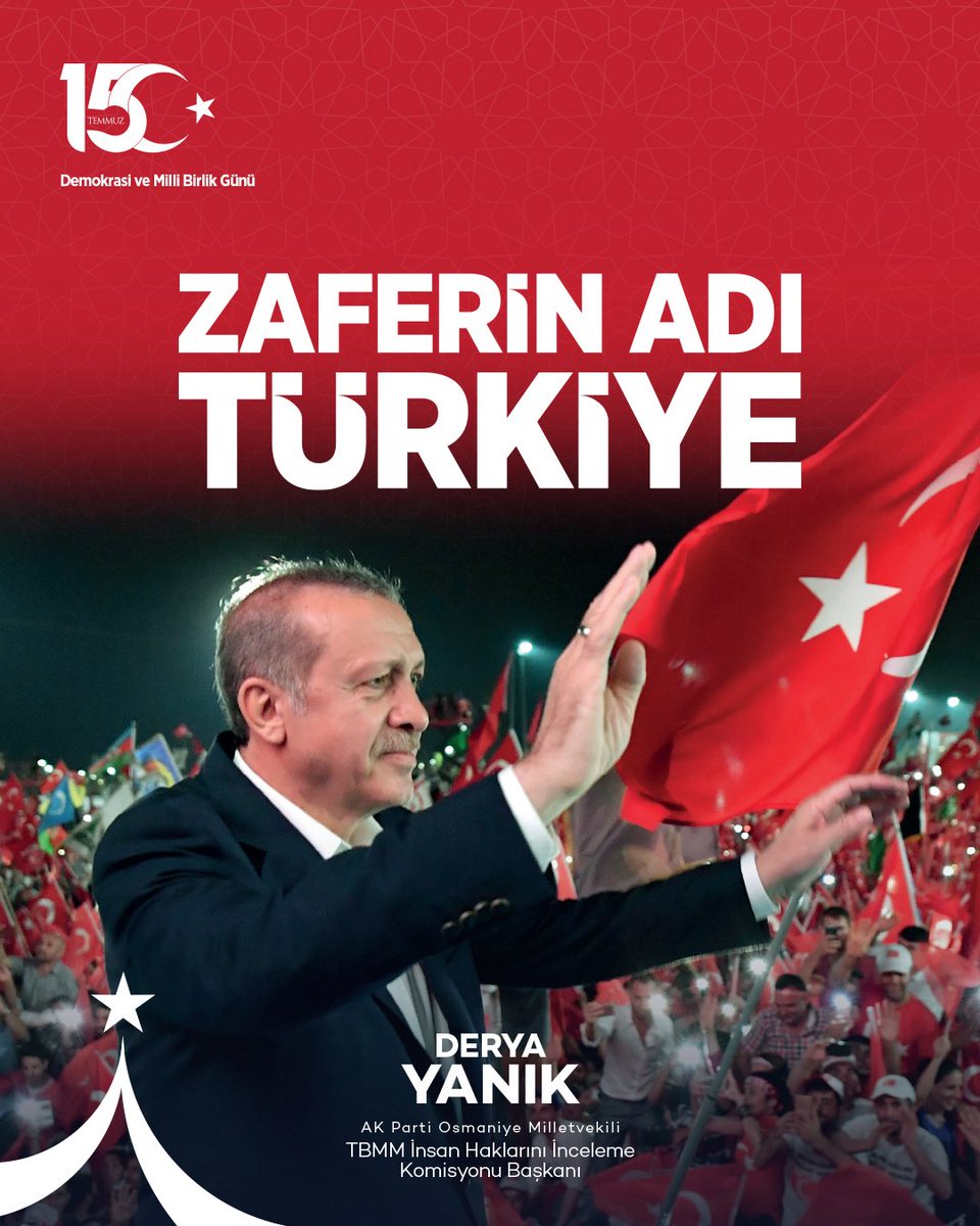 15 Temmuz hain darbe girişiminin üzerinden 9 yıl geçti.

Hiç şüphe yok ki 15 Temmuz, milletimizin iradesine, istiklaline ve istikbaline kasteden hainlere karşı yazılmış şanlı bir destandır.

O karanlık gecede milletimiz, lideriyle bütünleşmiş; canı pahasına demokrasisine,