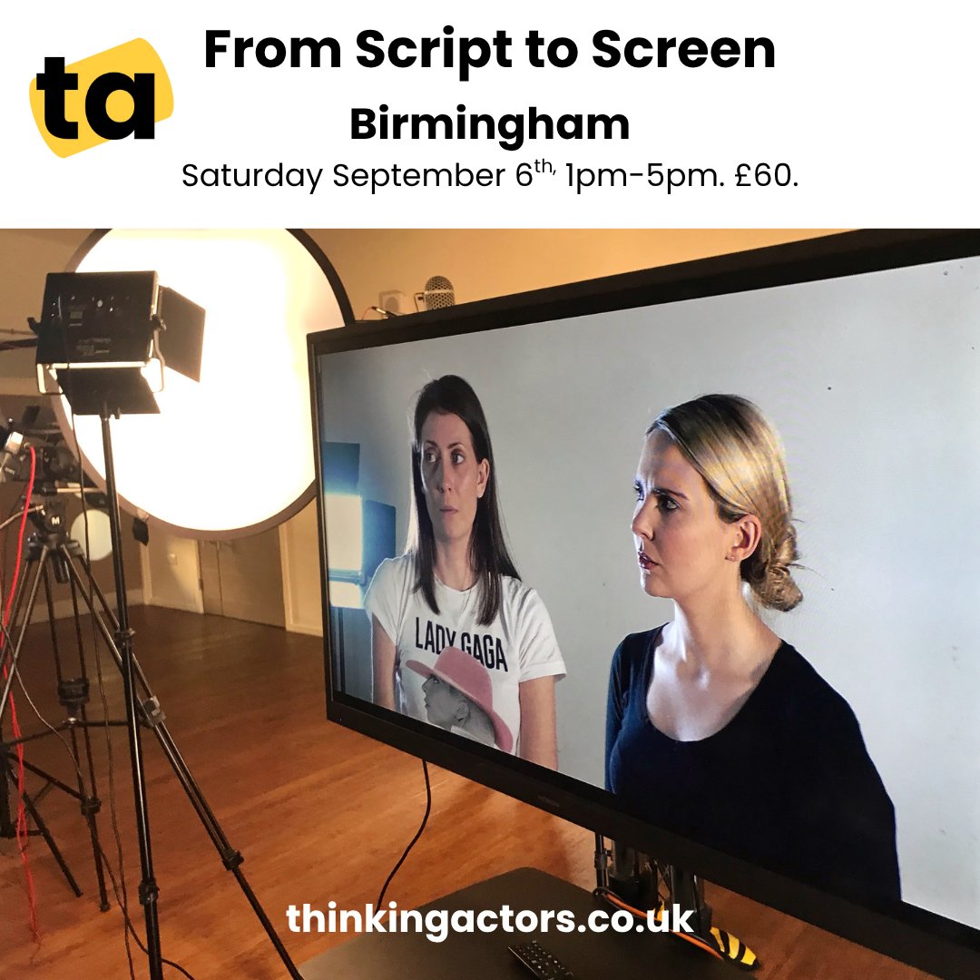 Join Thinking Actors at The Birmingham Hippodrome for this exclusive workshop. thinkingactors.co.uk/courses-1/from… ▪ How to confidently engage with 'sides'▪ Refining performance and technique for camera
▪ On-camera exercises &amp; evaluation▪ Self-taping for casting