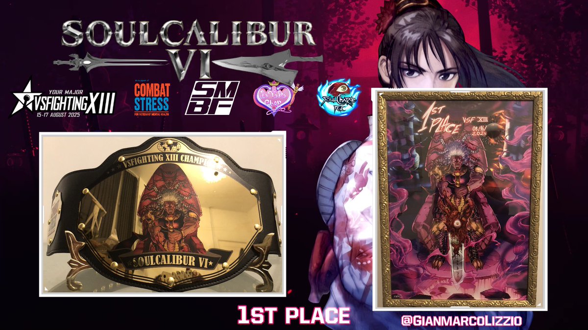 FLOOFY | ZER0 (@darkwraithzer0) on Twitter photo It’s finally time for the reveal of 1st place prizes for #SoulCaliburVI
As always we have an amazing framed painting done by <a href="/GianmarcoLizzio/">Ewder -Commissions: Open -</a>
BUT accompanying the painting IS THIS FUCKING SICK BELT, YES YOU HEARD THAT RIGHT…A BELT 🔥🔥🔥
⬇️ ⬇️ ⬇️
start.gg/tournament/vsf… It’s finally time for the reveal of 1st place prizes for #SoulCaliburVI
As always we have an amazing framed painting done by <a href="/GianmarcoLizzio/">Ewder -Commissions: Open -</a>
BUT accompanying the painting IS THIS FUCKING SICK BELT, YES YOU HEARD THAT RIGHT…A BELT 🔥🔥🔥
⬇️ ⬇️ ⬇️
start.gg/tournament/vsf…