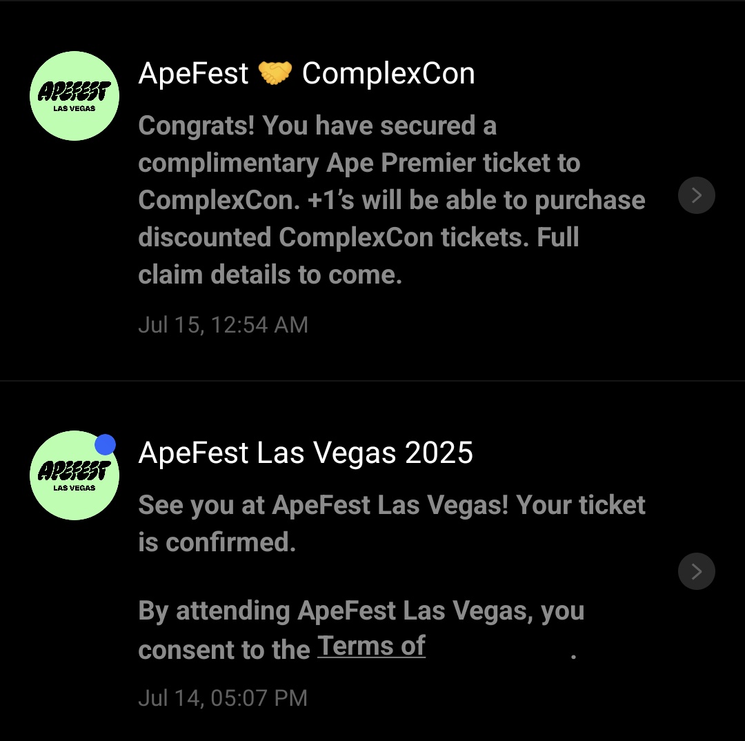 Gm ☀️ 

Looks like a perfect first time in Vegas 🎰
Thank you <a href="/tokenproof/">tokenproof.xyz</a> for confirming my ComplexCon ticket! 
Excited for it all <a href="/BoredApeYC/">Bored Ape Yacht Club 🍌</a> 🍌

LFG 🚀 😍🥃