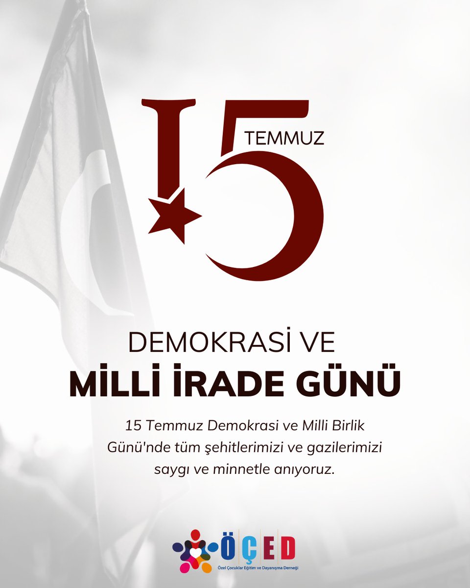 15 Temmuz Demokrasi ve Milli Birlik Günü'nde tüm şehitlerimizi ve gazilerimizi saygı ve minnetle anıyoruz.

#ÖÇED #15temmuz