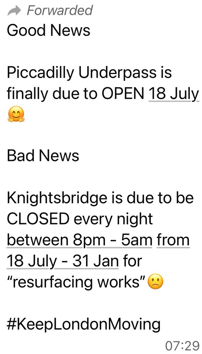 Couple of weeks ago I posted that as soon as Picalilli underpants is open they’ll dig up Brompton or Knightsyblidge as traffic will move too freely otherwise

Well good news is (don’t get too excited) it opens the 18th……I’ll let you read the rest🙈