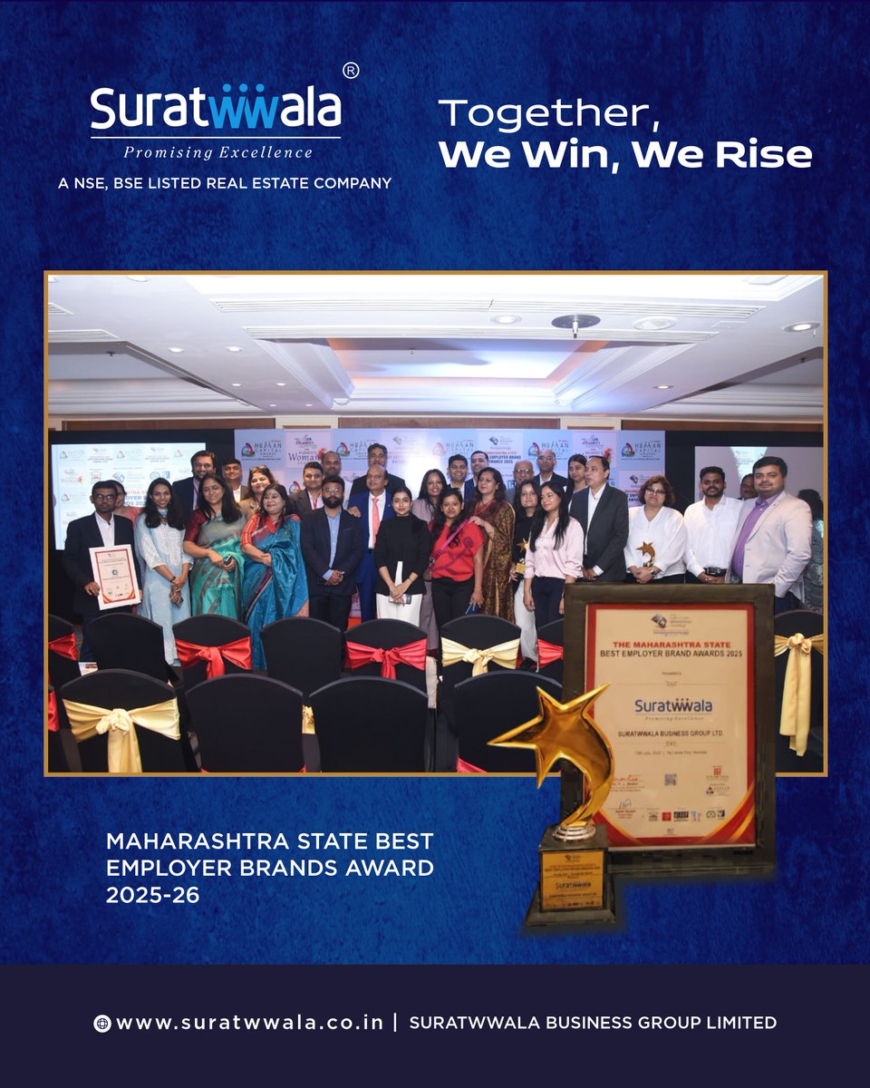SuratwwalaBGL's tweet photo. Celebrating Excellence at Suratwwala!
We are honored to receive the Maharashtra State Best Employer Brands Award 2025-26 at the Human Capital Awards.
This recognition is a testament to our people-first culture, progressive leadership, and unwavering commitment to growth. https://t.co/FxyRLgxjV7