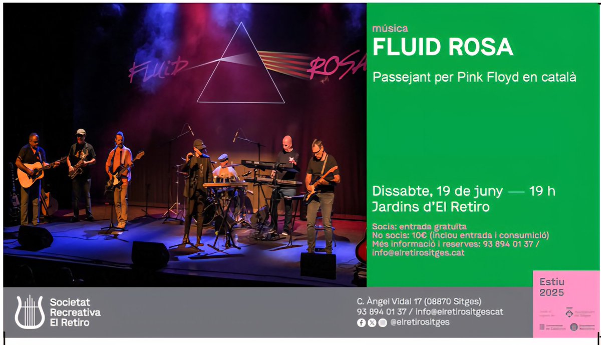 Dissabte a les 7 als Jardins de <a href="/elretirositges/">Societat Recreativa El Retiro</a> passejarem per Pink Floyd en català. Acompanya'ns-hi!

<a href="/VisitSitges/">VisitSitges</a> <a href="/ateneusitges/">Ateneu Popular de Sitges</a> <a href="/AjSitges/">Ajuntament de Sitges</a> <a href="/lecodesitges/">L’Eco de Sitges</a> <a href="/radiomaricel/">Ràdio Maricel de Sitges</a> <a href="/mariceltv/">Maricel TV</a> <a href="/RadioSitges/">Ràdio Sitges</a>
