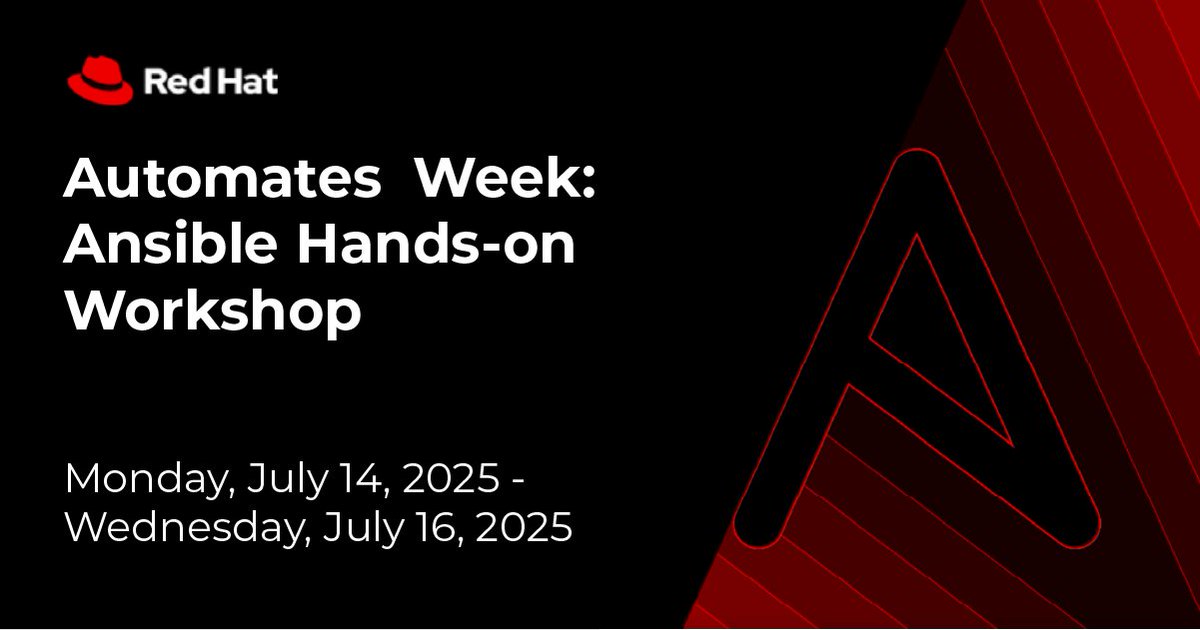 This week, Red Hat and Ocean Bridge are hosting Automates Week: Ansible Hands-on Workshop — and we’re thrilled to be part of it! 

👉 Explore the full lineup of interesting workshops here: lnkd.in/ghrHVW7k 

#Ansible #Automation#SteampunkSpotter