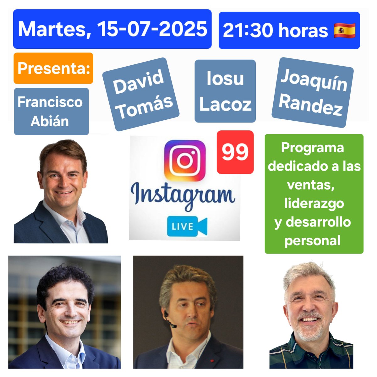 Francisco Abián (@franciscoabian) on Twitter photo ¡No os podéis perder este Directo a cuatro desde mi perfil de Instagram hoy martes 15-07-2025 a las 21:30 horas ⬇️⬇️
instagram.com/franciscoabian
Voy a contar con (va a ser un programa dedicado a las ventas, liderazgo y desarrollo personal): ⬇️ ⬇️⬇️
✅️ David Tomás <a href="/davidtomas/">David Tomas</a> ¡No os podéis perder este Directo a cuatro desde mi perfil de Instagram hoy martes 15-07-2025 a las 21:30 horas ⬇️⬇️
instagram.com/franciscoabian
Voy a contar con (va a ser un programa dedicado a las ventas, liderazgo y desarrollo personal): ⬇️ ⬇️⬇️
✅️ David Tomás <a href="/davidtomas/">David Tomas</a>