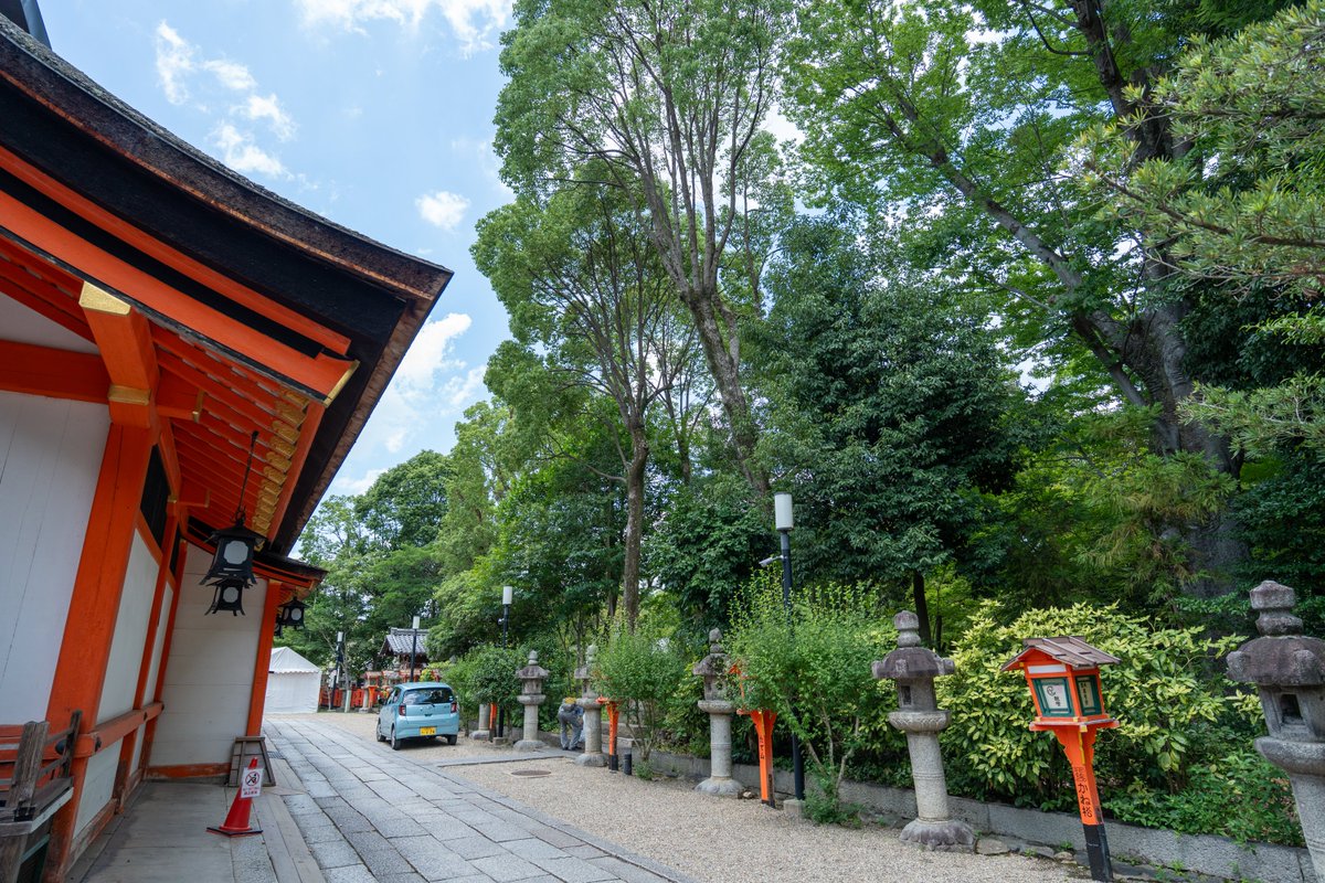 chang_ume's tweet image. 授業で学生と八坂神社(祇園社)。桃山断層と西楼門の広場的空間、祇園会神輿迎前の境内景観、祇園社・祇園感神院・観慶寺の名残など。授業後、境内古図記載の本殿裏社叢跡をひとり探す。