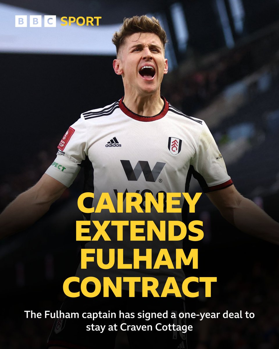 BBCLondonSport's tweet image. 🗣️ "It feels brilliant. It feels right. It’s always been home."
Fulham captain Tom Cairney has signed up for another year at Craven Cottage ⚪️
#FFC #BBCFootball