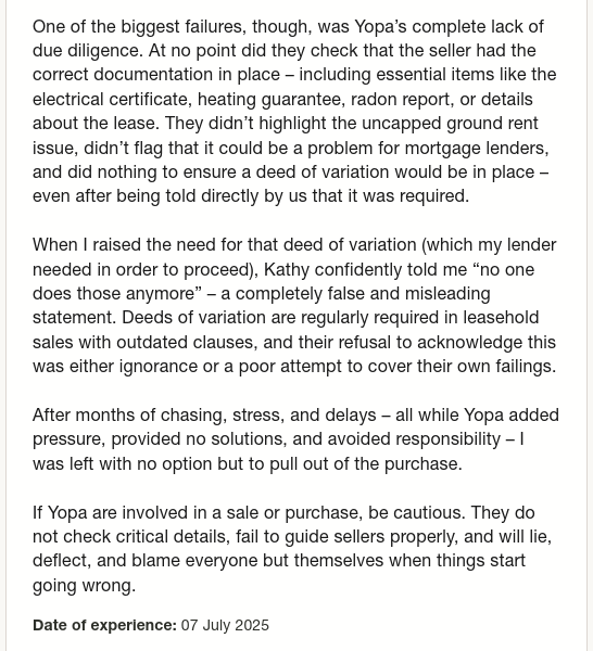 Aran gave Yopa 1 star via <a href="/Trustpilot/">Trustpilot</a> trstp.lt/a_-UohSerF