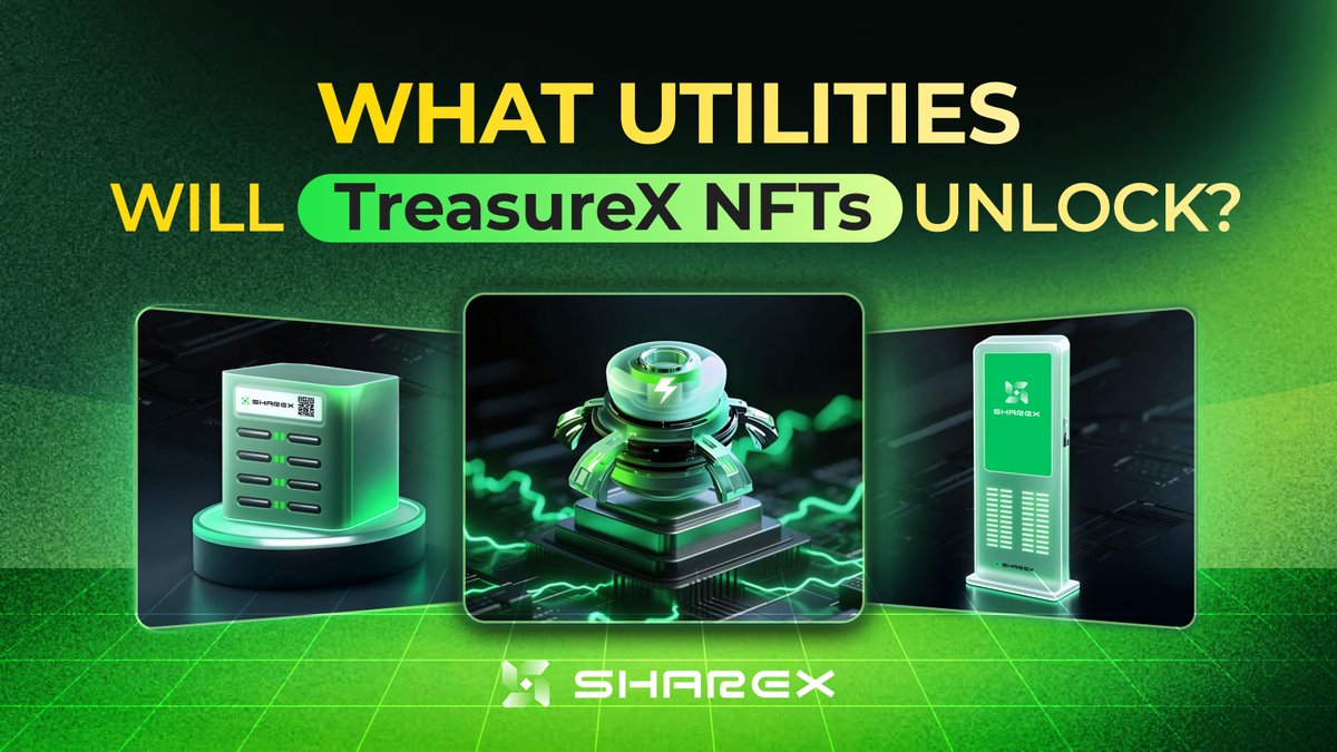 Essentia, Magna, Nova…
What’s next for TreasureX NFTs? Utilities are coming. 👀

Get ready — ShareX is launching a consumer-grade RWA solution: bringing stable, real-world fiat yields from shared physical devices on-chain.

TreasureX NFTs will be deeply integrated with ShareX’s