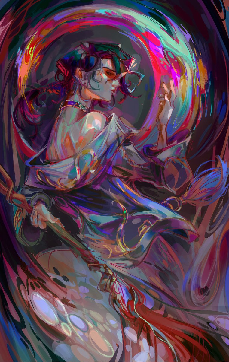 Recent detailed commission!! Hwei from lol &gt;:)