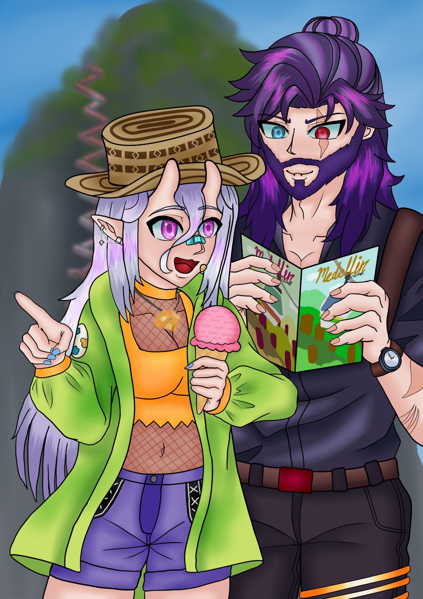 megasorfer20's tweet photo. Un pequeño fanart que hice de @RinaVirtual  y @MDartR_VT en sus Vacaciones en Medellín.

Espero les guste :D https://t.co/PjZnauYSTt