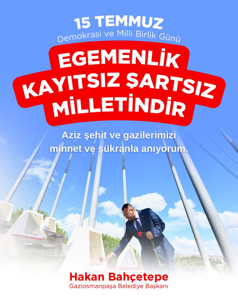 15 Temmuz, halkın iradesine yönelen her türlü müdahaleye karşı milletimizin omuz omuza verdiği onurlu bir demokrasi mücadelesidir.

Bu uğurda hayatını feda eden aziz şehitlerimizi rahmetle, gazilerimizi ve aziz milletimizi saygıyla anıyor, selamlıyorum.

Milli iradenin üzerinde