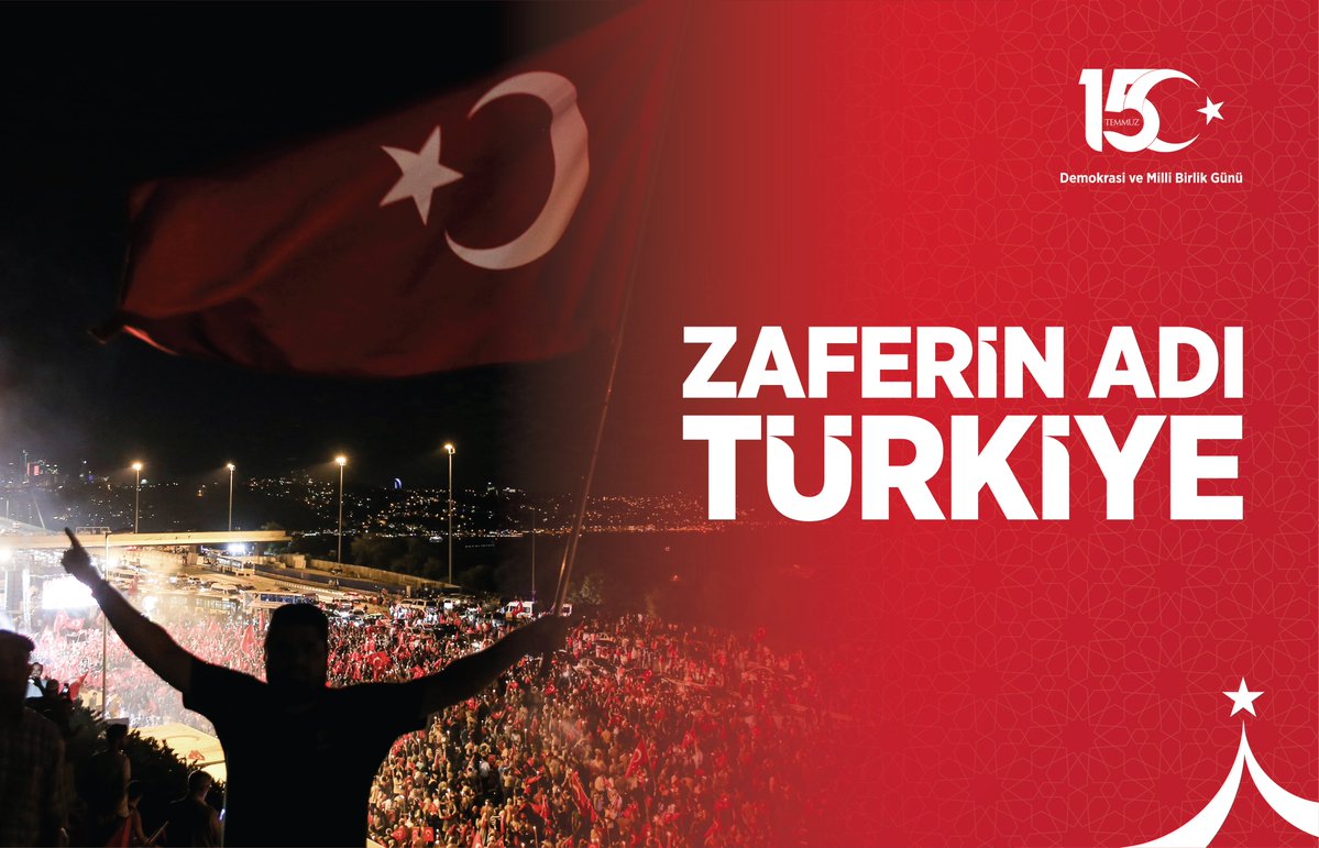Bugün #15Temmuz Demokrasi ve Milli Birlik Günü;
Vatan, millet ve mukaddesat uğruna tek yürek olduğumuz, eşine az rastlanır bir kahramanlık destanı yazdığımız günün 9. yıl dönümü!

Destansı direnişin aziz şehitlerini rahmetle, saygıyla ve minnetle anıyor; vatanı için kendini siper