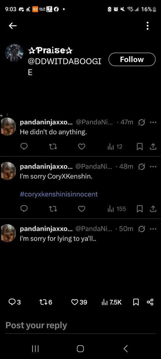 Just wanna let everyone know about the Cory drama. The accuser literally said it was fake and lies.