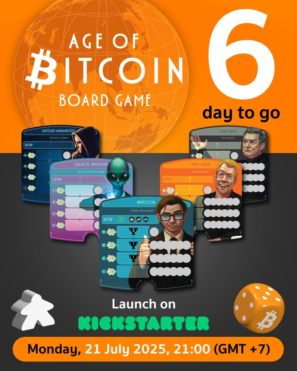 ageofbitcoin_bg's tweet image. Character Cards Reaveal 🔥👀
6 days to go on #Kickstarter "Early Bird" 🚀
🔔 Follow to grab special character card--"#SatoshiNakamoto"--with exclusive in-game abilities:
kickstarter.com/projects/white…
📌 Launch: July 21st, 2025
#AgeofBitcoin #Bitcoin #BTC #boardgame #AoB #crypto