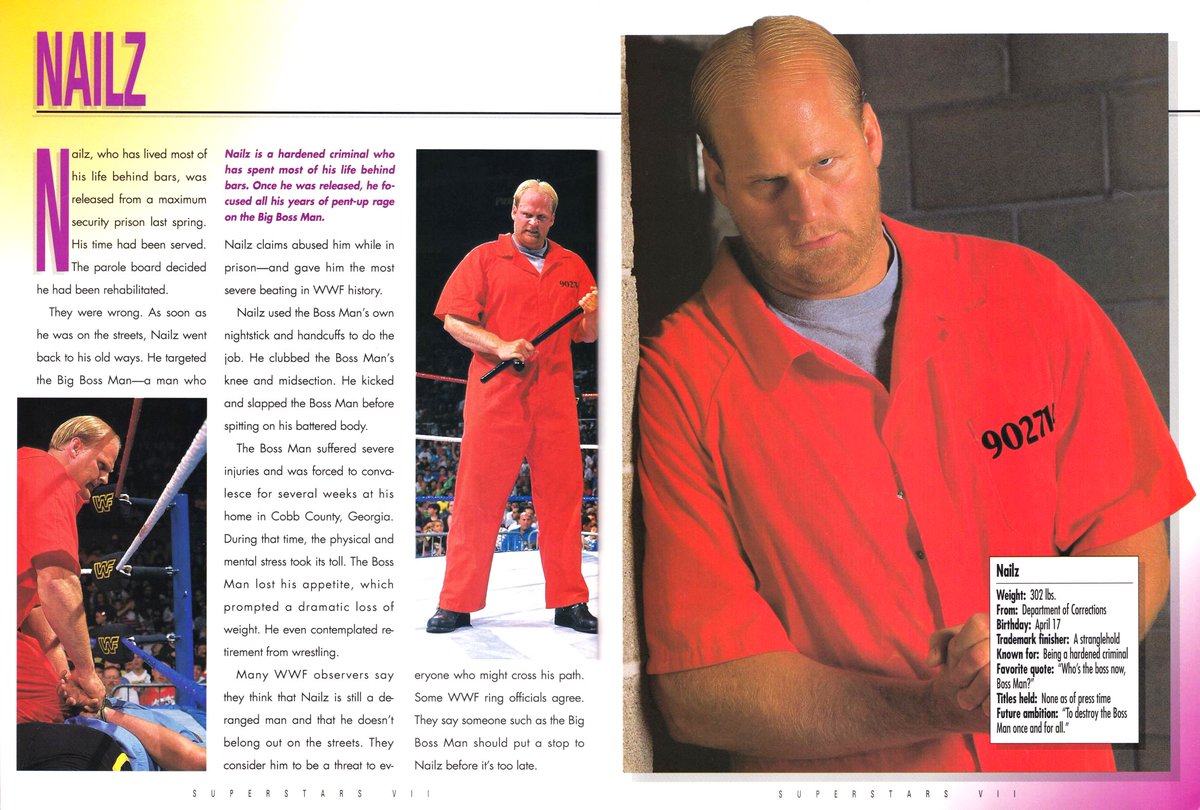 Profile of Nailz from the 1992 WWF Superstars VII Magazine! #WWF #WWE #Wrestling #Nailz